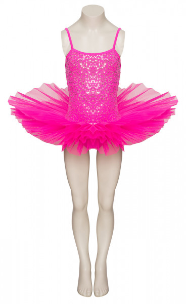 Hot Pink Premium Dance Ballet Tutu With Silver Sequins 